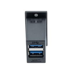 USB 3.0双层堆栈式适配耦合器，ECF法兰面板安装型，2个A型母头至2个A型母头，ABS外壳，黑色的图片