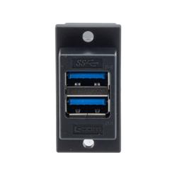 USB 3.0双层堆栈式适配耦合器，ECF法兰面板安装型，2个A型母头至2个A型母头，ABS外壳，黑色的图片