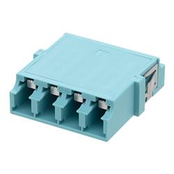 LC Internal Shutter Coupler, Quad, No Flange, Aqua的图片