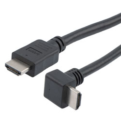 特优型超高速HDMI线缆，支持8K@60Hz与48Gbps，直角型下出线公头（插头）/直通型公头（插头），PVC护套，黑，0.5米的图片