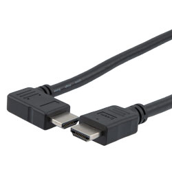 特优型超高速HDMI线缆，支持8K@60Hz与48Gbps，直角型左出线公头（插头）/直通型公头（插头），PVC护套，黑，2米的图片