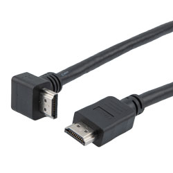 特优型超高速HDMI线缆，支持8K@60Hz与48Gbps，直角型上出线公头（插头）/直通型公头（插头），PVC护套，黑，0.5米的图片