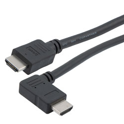 特优型超高速HDMI线缆，支持8K@60Hz与48Gbps，直角型左出线公头（插头）/直通型公头（插头），低烟无卤护套，黑，3米的图片