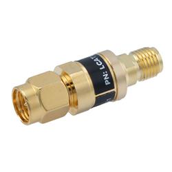 2W/9 dB RF Fixed Attenuator, SMA Male to SMA Female Brass Gold Body Up to 3 GHz的图片