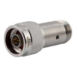 2W/2dB固定式衰减器，N型公头/N型母头，钝化不锈钢主体，高达18GHz的图片