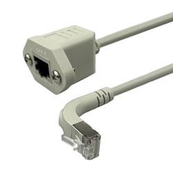 6类屏蔽式网络延长线缆，安装法兰至直角上出线 RJ45连接器，0.5m的图片