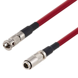 75 欧姆 12G SDI HD-BNC 公头转 1.0/2.3 公头电缆组件，使用 4855R-RD 同轴电缆，6 英尺的图片