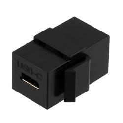 USB 3.1 Type C Keystone型转接头，180度，黑色的图片