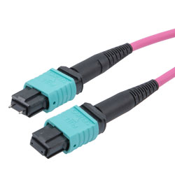 MPO 带针到 MPO 无针，24 光纤，B 型，40GB 50/125 OM4 MMF，OFNR，3 米的图片