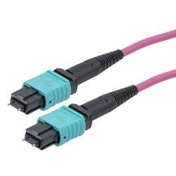 MPO 带引脚到 MPO 带引脚，12 根光纤，B 型，40GB 50/125 OM4 MMF，LSZH 护套，10 米的图片