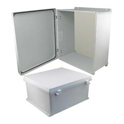 18×16×8英寸（45.7×40.6×20.3厘米）UL®认证NEMA-4X级防风雨接线盒，带非金属安装板和非金属合页连接结构的图片