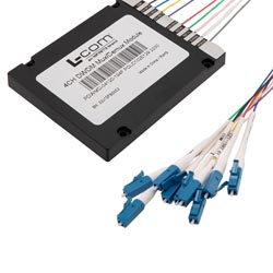 无源 DWDM，盒式解复用器，4 通道，从 24 通道开始，100GHz 间隔，900um 1m 光纤，LC-UPC 带通道和升级端口的图片