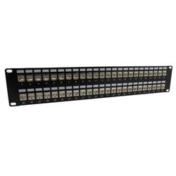 3.5"x19" (2U) 48 Port  Low Profile Category 6 Shielded Feed-Thru Mini-Coupler panel w/Cable Manager的图片