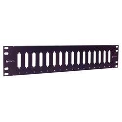 3.5×19英寸（8.9×48.3厘米）空白配线架，带16个通用DB25/HD44开口，黑的图片