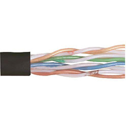 Cat 6以太网散装电缆，非屏蔽UTP, 4对24AWG绞合导体，UL的CMG阻燃要求，PVC外被，黑色，1000英尺的图片