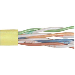Cat 6以太网散装电缆，非屏蔽UTP, 4对24AWG绞合导体，UL的CMG阻燃要求，PVC外被，黄色，1000英尺的图片