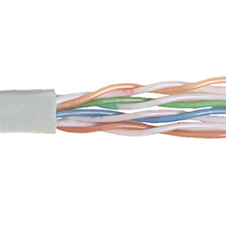 Cat 6以太网散装电缆，非屏蔽 UTP, 4对24AWG绞合导体，LSZH（低烟无卤）外被，浅灰色，1000英尺的图片