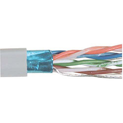 Cat 6以太网散装电缆，铝箔屏蔽 F/UTP, 4对26AWG绞合导体，UL的/CMCMG阻燃要求，PVC外被，浅灰色，1000英尺的图片