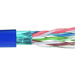 Cat 6以太网散装电缆，铝箔屏蔽 F/UTP, 4对26AWG绞合导体，UL的/CMCMG阻燃要求，PVC外被，蓝色，1000英尺的图片