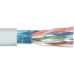 Cat 6以太网散装电缆，铝箔屏蔽 F/UTP, 4对26AWG绞合导体，UL的/CMCMG阻燃要求，PVC外被，白色，1000英尺的图片