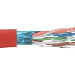 Cat 6以太网散装电缆，铝箔屏蔽 F/UTP, 4对26AWG绞合导体，UL的/CMCMG阻燃要求，PVC外被，红色，1000英尺的图片