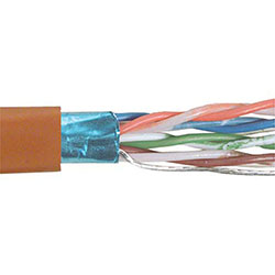 Cat 6以太网散装电缆，铝箔屏蔽 F/UTP, 4对26AWG绞合导体，UL的/CMCMG阻燃要求，PVC外被，橙色，1000英尺的图片