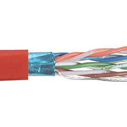 Cat 6以太网散装电缆，铝箔屏蔽 F/UTP, 4对26AWG绞合导体，LSZH（低烟无卤）外被，红色，1000英尺的图片