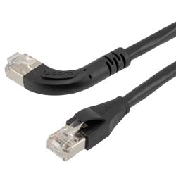 以太网超六类10gig直角弯头线缆组件，F/UTP屏蔽，26AWG，RJ45直头/左弯头，CMX PVC外被，黑色，5.0米的图片