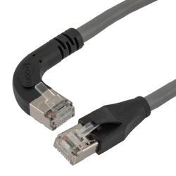 以太网超六类10gig直角弯头线缆组件，F/UTP屏蔽，26AWG，RJ45直头/右弯头，CMX PVC外被，灰色，5.0米的图片