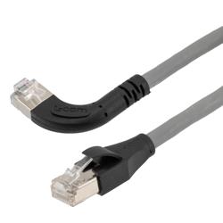 以太网超六类10gig直角弯头线缆组件，F/UTP屏蔽，26AWG，RJ45直头/左弯头，低烟无卤外被，灰色，5.0米的图片