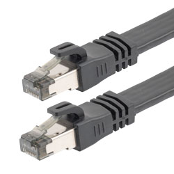 8类25~40G级扁平以太网线缆，STP（各对双绞线屏蔽），Flex Tab RJ45公头（插头），24AWG多股，CM阻燃级PVC，黑，7英尺（2.13米）的图片