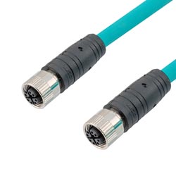 超6类M12 8针X编码SF/UTP工业级拖链线缆，M12母头/M12母头，3米的图片