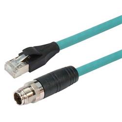 超6类M12 8针X编码SF/UTP工业级拖链线缆，M12公头/RJ45，2米的图片