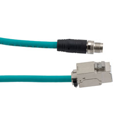 超6类M12 8针X编码SF/UTP工业级拖链线缆，M12公头/RJ45母头，1米的图片