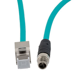 超6类M12 8针X编码SF/UTP工业级拖链线缆，M12公头/RJ45母头，1米的图片