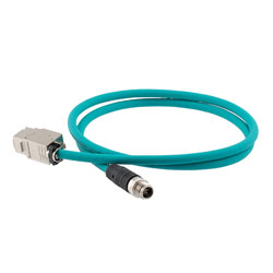 超6类M12 8针X编码SF/UTP工业级拖链线缆，M12公头/RJ45母头，1米的图片