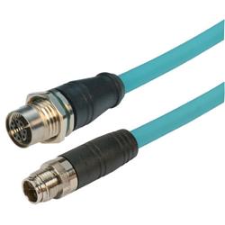 超6类M12 8针X编码SF/UTP工业级拖链线缆，M12公头/M12面板安装式母头，2米的图片