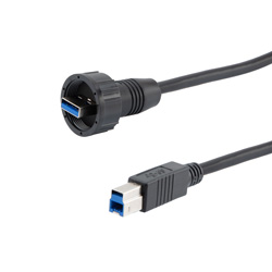 防水型USB3.0线缆组件，IP67 A型公头/标准B型公头，30/24AWG，PVC黑色护套，1.5米的图片