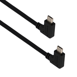 USB3.0 直角型线缆组件，两个90°左弯/右弯C型公头/插头，34/32/30/26AWG，UL2725 PVC护套，黑色，1米的图片