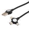 USB 2.0 3-in-1 Type A to Type C/Micro/Lightning Compatible. M/M | 5V | 2.4 Amps | 1 Foot Coiled cable的图片