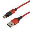 180 degrees Rotating Head Red Nylon Braided Cable, USB 2.0 A Male to Lightning Compatible Male, 5 Volt, 2.4 Amp, 1 Meter的图片