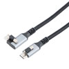 USB 3.2 Locking Cable, Type C Male Top Screw to Right Angle Top Screw Type C Male, 5V, 3A, 5 Gbps, Black Nylon Braid over PVC Jacket, 1M的图片