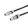 加固型USB3.0线缆组件，A型公头至B型公头，压铸连接器外壳，可选择配置视觉翼形螺丝，28/26/22AWG，PVC，黑，1.0米的图片