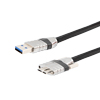 加固型USB3.0线缆组件，A型公头至Micro-B公头，压铸连接器外壳，可选择配置视觉翼形螺丝，28/26/22AWG，PVC，黑，2.0米的图片