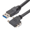 高柔性拖链级USB3.0线缆组件，A型公头至直角右出线Micro-B型公头，带机器视觉锁紧螺丝， VW-1阻燃等级PVC护套，黑色，2.5米的图片