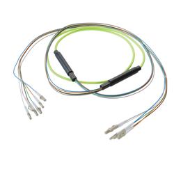 6-Fiber LC UPC to LC UPC, OM5 Multimode Distribution Cable, 5.0mm Riser, 2.0mm breakout, Lime Green-5M的图片
