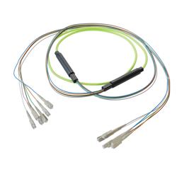 6-Fiber SC UPC to SC UPC, OM5 Multimode Distribution Cable, 5.0mm Plenum, 2.0mm breakout, Lime Green-5M的图片