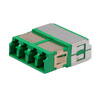 光纤耦合器，LC/LC四联，半透明内部防尘挡板，侧弹簧，高密度，无法兰，绿色的图片