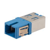 光纤耦合器，SC/SC 单工，白色内部防尘挡板，侧弹簧，无法兰，蓝色的图片