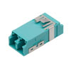 Fiber Coupler, LC/LC SlimLine Duplex, Translucent Internal Shutter, Vertical Spring, High Density Reduced Height, No Flange, Aqua的图片